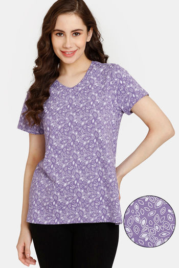 Buy Rosaline Reclaimed Nature Knit Cotton Top - Paisley Purple